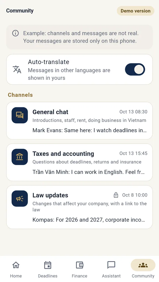 App screen: A community in your language